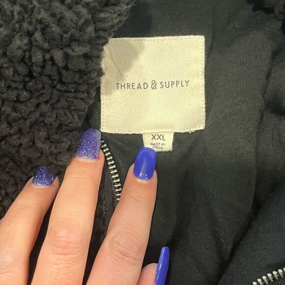 Thread and Supply Blace Fleece Sherpa Cropped Jacket Size XXL - Picture 6 of 10